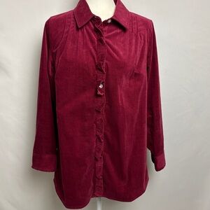 Soft Surroundings Stretch Corduroy Long Sleeve Big Shirt